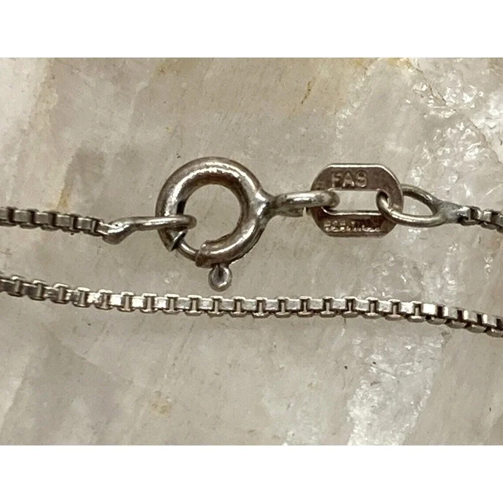 Vintage Brown Agate Modernist Pendant 18'' Necklace Sterling 925 Silver 16g Boho